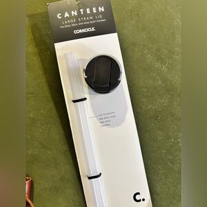 Corkcicle Canteen Lid with Black Top and Clear Straw